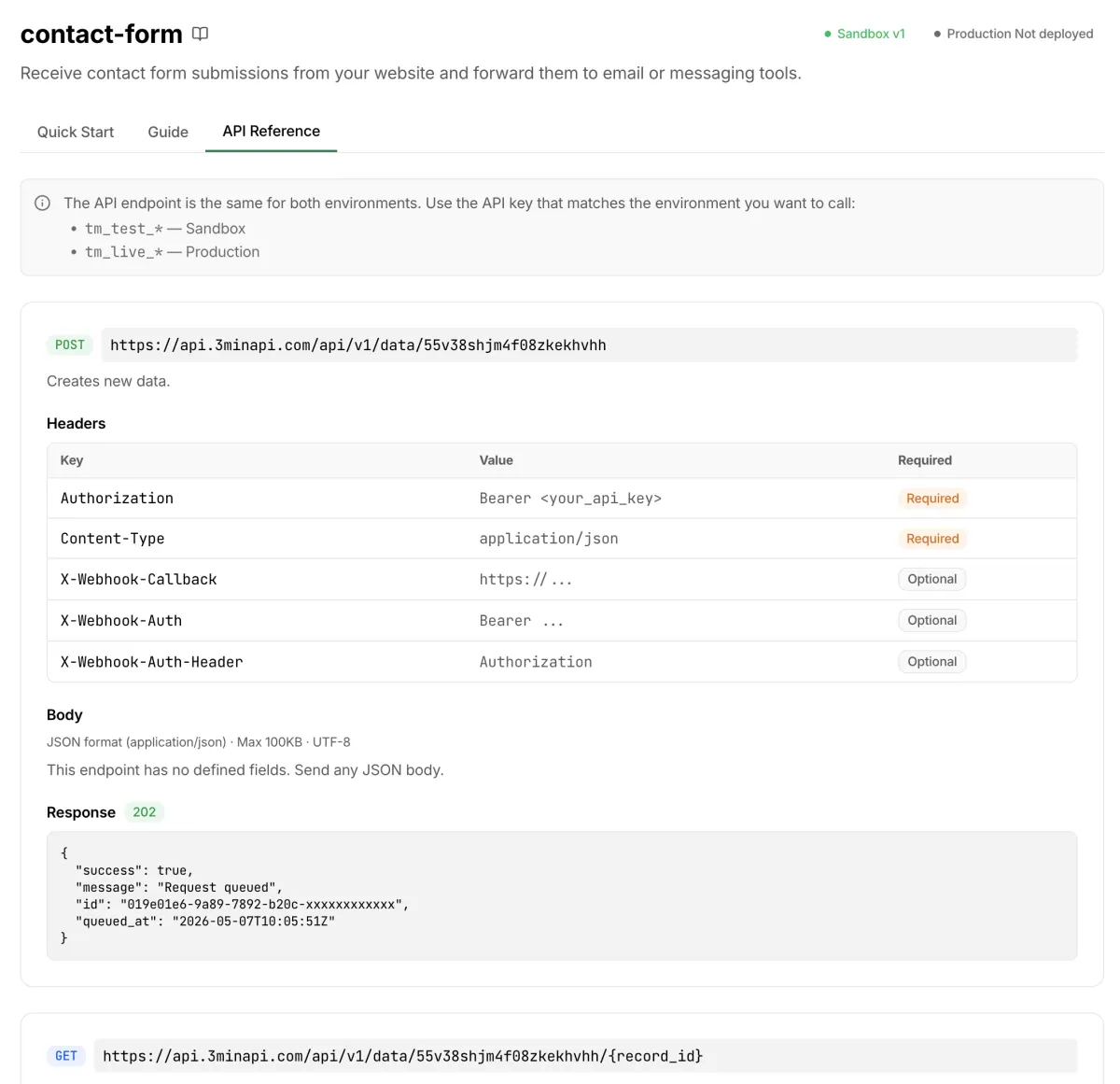 API Reference Tab