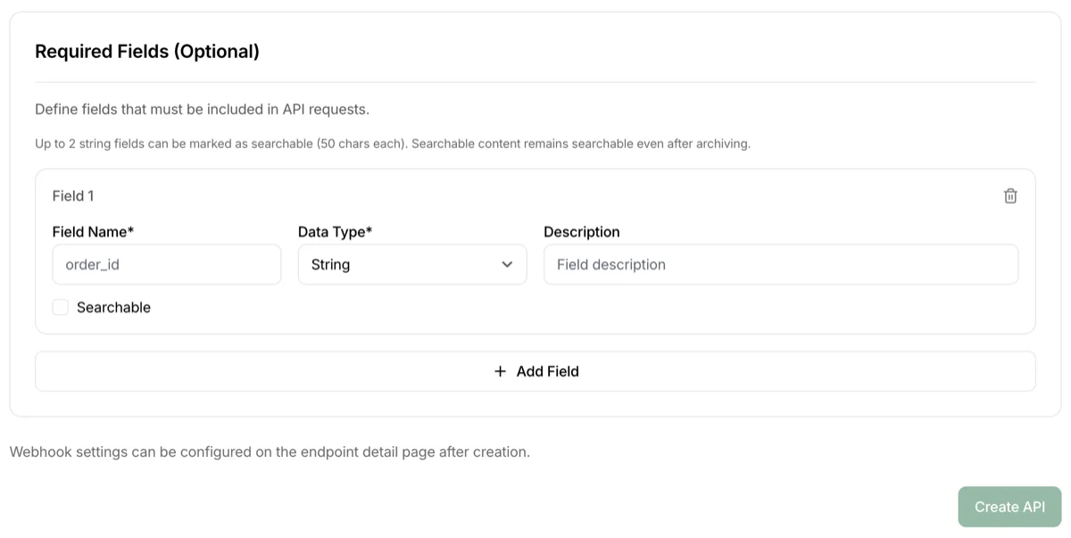 Required fields editor