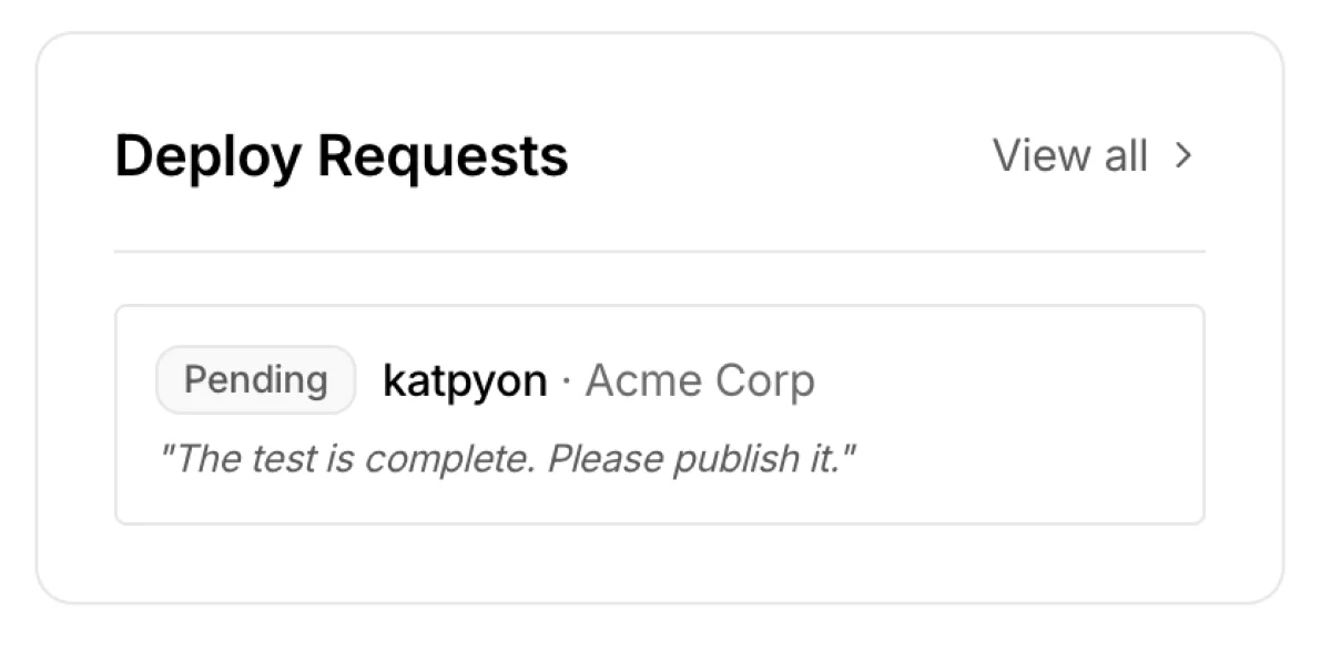 Deployment request notification