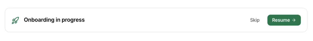Onboarding progress banner